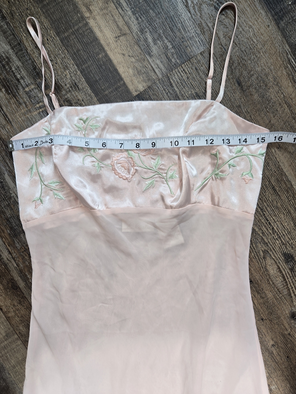 Vintage Delicates Blush Satin Chemise with Embroidered Bust - Picture 6 of 7